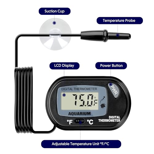 iPower 6 by 8-Inch 8W Reptile Heat Mat, LCD Digital Aquarium Thermometer, Under Tank Warmer Terrarium Heat Pad for Turtles Lizards Frogs and Other Small Animals, Multi Sizes - size: 6 X 8 Inch, style: Pad + Thermometer