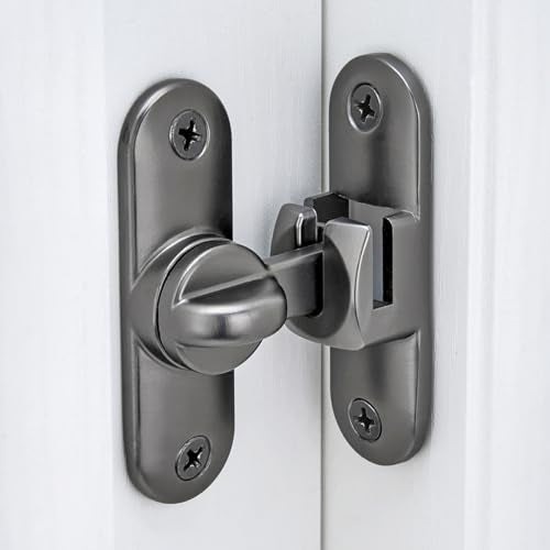 Grey 90/180 Degree Barn Door Latches,Flip Gate Lock | Zinc Alloy Flip Gate Latches,Right Angle Door Lock,for bedroom,garage,sliding door,window,cabinet,drawer,pet enclosures - color: Gray