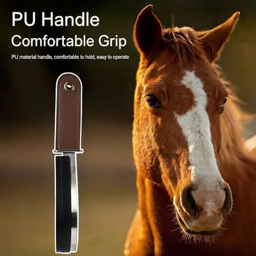 Metal Shedding Blade, Dual-Sided Shedding Blade Horse Hair Brush（2Pcs） | Versatile For Horses,Cattlem,sheep,Large Dogs,ComfortableNon-Slip PU Handle - size: 2 pcs