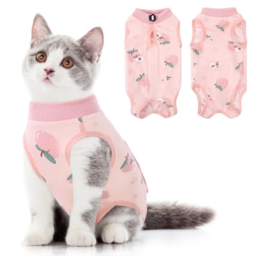 Cat Recovery Suit, Soft Kitten Onesie for Cats After Surgery Female | Breathable Spay Recovery Suit for Cats E-Collar Alternative Protective Bodysuit Anti Licking for Abdominal Wound, Peach L - color: Peach, size: Large