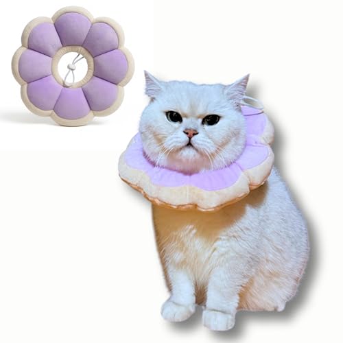 Adjustable Comfy Flower Style Elizabeth Collar for Cats Puppies Soft Recovery Cone Pet Protective Neck Collar (Purple, Small) - color: Purple, size: Small