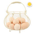 Wire Egg Basket for Gathering Fresh Eggs Holder,Holds About 20 Large Eggs | Retro Handle Egg Gathering Basket,Metal Eggss Holder Countertop,Farmhouse Eggs Storage Container for Farmhouse (White) - color: White