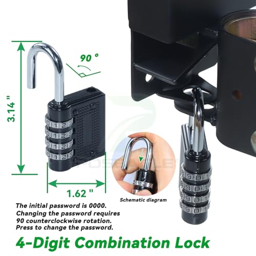 Upgraded 2 Pack 5 inch Black S16100700 Two Way Lockable Gate Latch | Include 4-Digit Combination Lock and Screwdriver for Farm Gate Latch, Metal Gates with 1-1/4" to 1-1/2" Diameter Tubes - color: A02 2xLockable Gate Latch for 1-1/4 to 1-1/2 Tubes