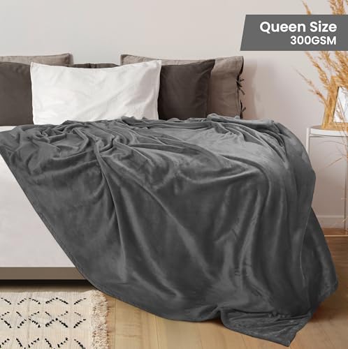 Utopia Bedding Ultra Soft Fleece Bed Blanket Queen Size Grey (90x90 Inches) | Microfiber Plush Warm Lightweight Breathable Cozy Blanket Anti-Static, All Season Use, Gift for Women and Men - color: Grey, size: Queen (90x90 Inch)
