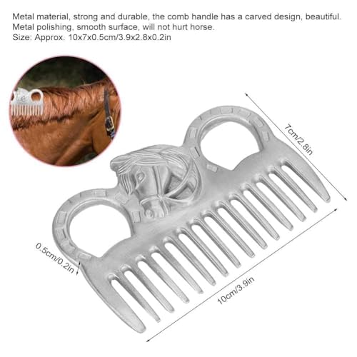 Metal Horse Comb, 4inch Stainless Metal Pulling Combs Horse Mane Comb Horse Tail Comb Mini Pocket Combs Horse Grooming Comb Livestock Comb for Cleaning Hair Removing Loose Undercoat Knots, Silver