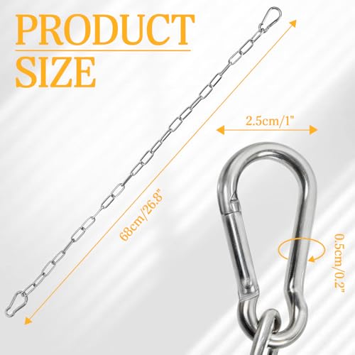 2 Pcs 24" Stainless Steel Gate Chain Lock, 3mm Thick Heavy Duty Gate Link Chain with Double-Ended Hooks for Fences, Garden and Farm Use