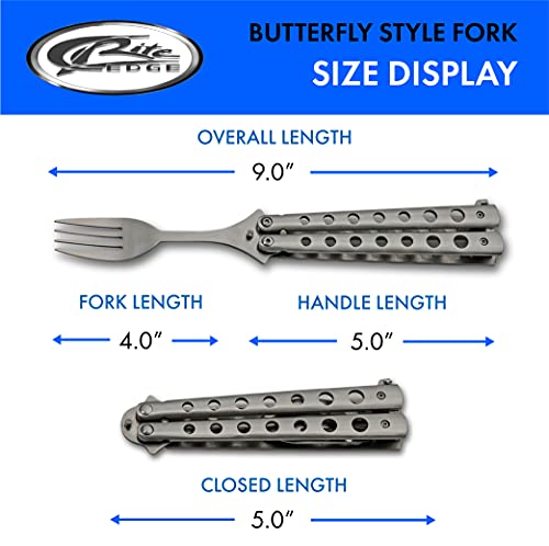 SZCO Supplies 9” Silver Finished Butterfly-Open Style Travel/Camping Fork (211520-SL)