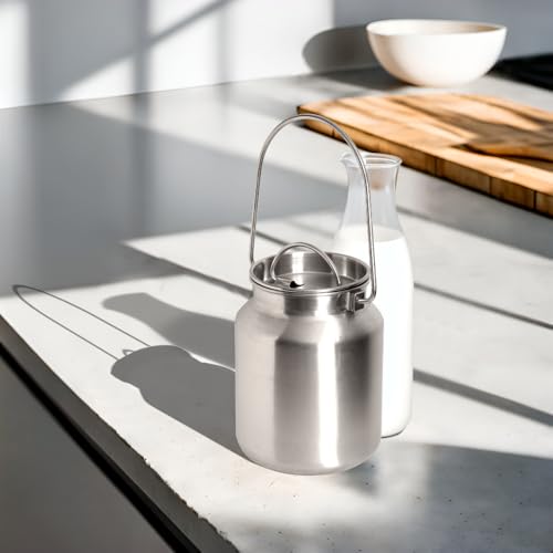Lindy's Stainless Steel Seamless 1-Gallon Milk Jug, Milk Can, Milk Pail, Anti-Leak Liquid Storage Container with Tight Lid and Long Swivel Handle - size: 128 Ounces
