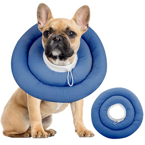 IDOMIK Dog Recovery Collar, Waterproof Soft Dog Cone After Surgery | Comfy Protective Elizabethan Collar Alternative for Dogs Cats, Adjustable Pet Neck Donut Cone Anti-Licking Wounds,Navy,L - color: Navy Blue, size: L