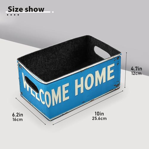 Storage Baskets Felt Foldable Storage Cube Shelf Bins Organizer Box for Kids Toys Office Bedroom Closet Babies Nursery 2-Pack (Welcome Home Blue) - color: Welcome Home Blue