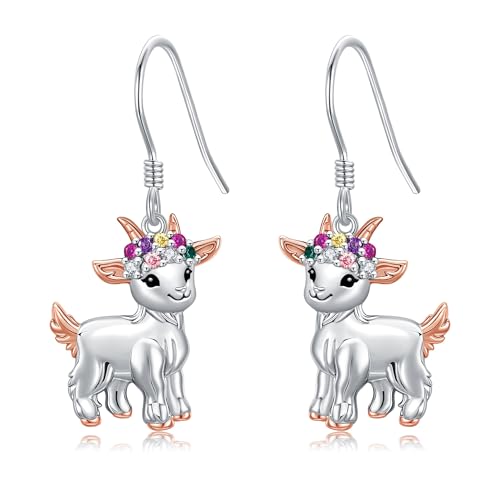 Goat Earrings 925 Sterling Silver Sheep Earrings Goat Jewelry Gifts for Women Mom Wife