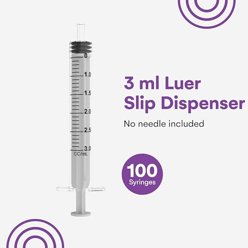 Care Touch Disposable Syringes Without Needle, Luer Slip, 3ml 100 Count