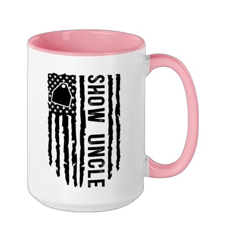 Livestock Show Uncle US Flag Livestock Show Uncle Ceramic Mug, Pink/White, 15oz - color: Pink/White, size: 15 Ounces
