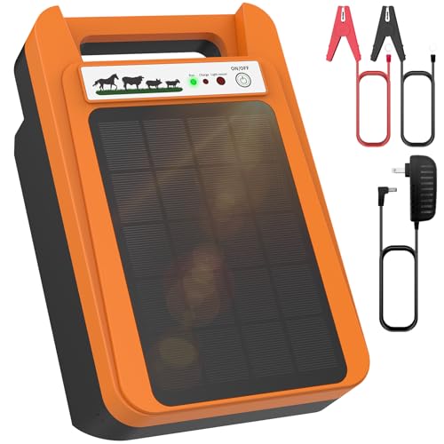 TEPU 10 Mile Portable Solar Electric Fence Charger, 0.2J Output | 24-Hour Uninterrupted Protection, Operates Up to 14 Days Without Sunlight, for Livestock and Predator Protection