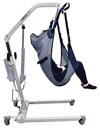 Electric Patient Lift - Rhino Lift with Manual Low Base - with Shower Full Sling(Small), 450 lb. Weight Capacity. - color: Lift+shower Full Sling, size: Small