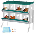 Garvee Large Metal Chicken Nesting Boxes for Hens, 8 Compartment Galvanized Steel Nesting Box with Legs, Includes 4 Fake Eggs & 10 Soft Nest Pads, Wall Mount or Freestanding for Coop & Farm - style: 8 Holes w/ Legs
