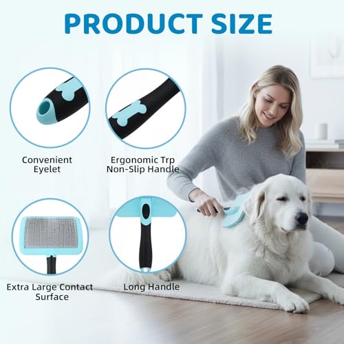 KEUYE Great Pyrenees Brush for De-Shedding and Fluffing Grooming | Dog Brush for Great Pyrenees with Extra Long Pins to Effectively Remove Tangles, Knots and Mats