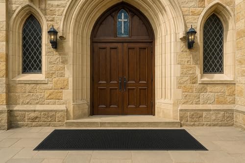 Guardian Clean Step Scraper Heavy-Duty Outdoor Rubber Floor Mat, 3ft x 10ft, Black, Scrapes Shoes Clean of Dirt, Snow, and Grime - size: 120"L x 36"W x 0.2"Th