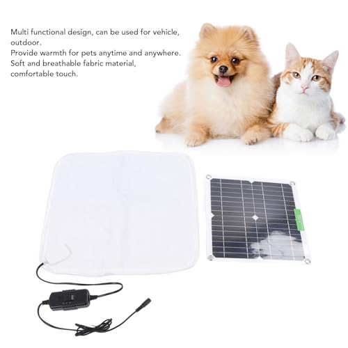 LICAEVEY Solar Panel Pet Heating Pad 12V 50W - Portable Soft Heated Blanket for Dogs Cats Outdoor Car Travel, Chicken Coop Safe, Puppy Kitten Warmer with Battery Box