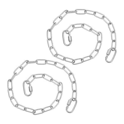 PATIKIL Gate Chain Lock, (23.7Inch, Silver) (2 Pcs)304 Stainless Steel Hanging Chain Lock for Stall Barn/Cabinet/Fence/Hammock/Pet Cages - size: 23.7Inch