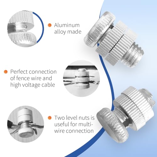 Electric Fence Wire Connectors, 60PCS Split Bolts Electrical Fence Connector Aluminium Alloy for Electric Fence Wire, High Tensile Wire, Poly wire, Jumper & Underground Cable - size: 60PCS