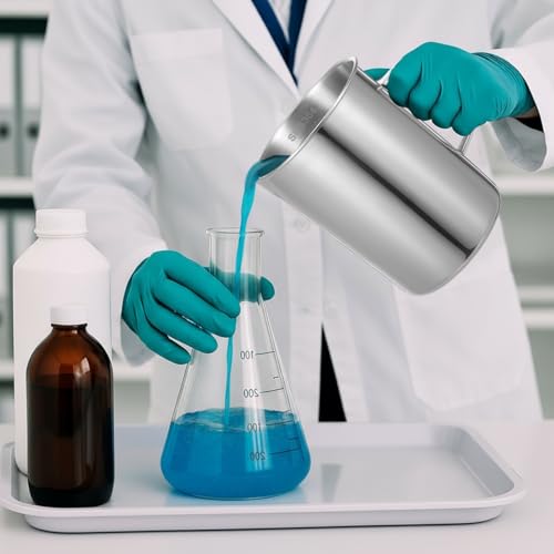 Veemoon Stainless Steel Measuring Cup with Scale 1000 Ml/32.00 Oz Laboratory Beaker Graduated Kitchen Cup for Liquid and Solid Ingredients Easy-Read Markings for Home Lab Science Experiments
