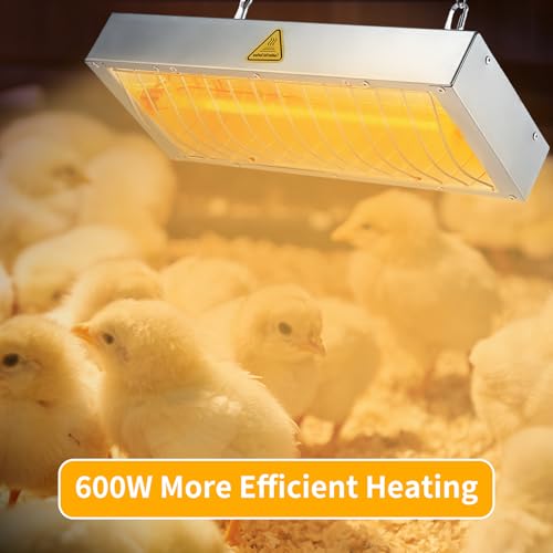 600W Heat Lamp for Chickens, Large Chicken Coop Heater, Adjustable Temp and Height, No Assembly Brooder Heater for Chicks Pets Livestock, 1 Pack - color: Heat lamp 600W - 1 Pack