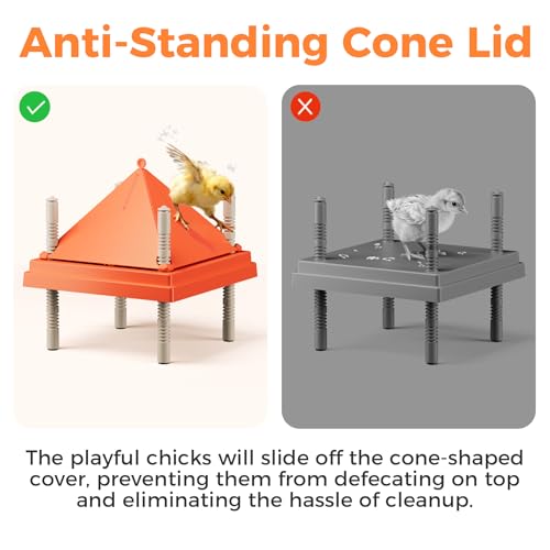 Smart Chick Brooder Heating Plate 10"x10" with Digital Temp Control (95℉-149℉), Stepless Adjustable Height & Anti-Roosting Cone, Mother Hen Chick Heater for Up to 15 Chicks - color: ORG-DSP-10