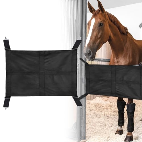Horse Stall Guard for Horses Heavy Duty Stall Barrier with Adjustable Straps Reinforced Metal Hooks for Barn Stable Aisle Trailer Tack Room，27 Inch