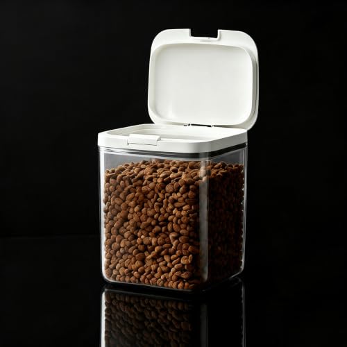 LivLab Mker Dog Food Storage Container 5 lbs Airtight Pet Food Storage Containers with Lids, Cat Food Container, BPA Free, Rice Container, Flour Dispenser(6 lbs), white | Airtight pop-lock lid helps protect dry pet food from moisture; clear BPA-free body