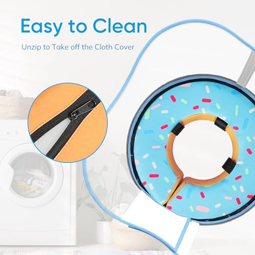 Supet Sponge Dog Cone Collar Stop Licking After Surgery, Dog Donut Collar | Adjustable Dog Recovery Collar Alternative, Detachable Shield, Soft, Comfy Cone, Neck Pillow for Small Dogs - color: DonutBlue, size: S(Neck 6"-9")