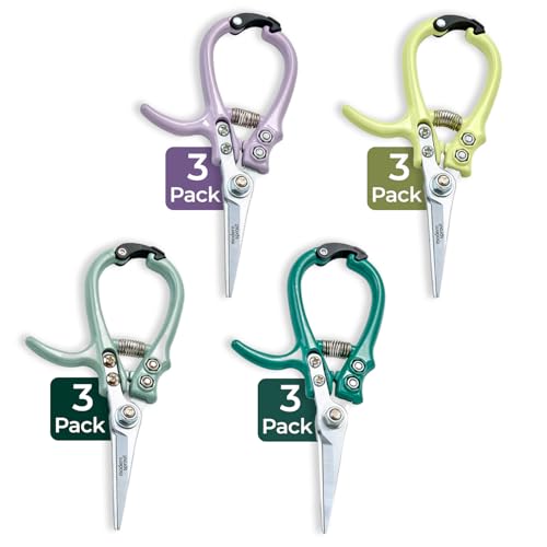 Modern Sprout Pruning Shears - Garden Snips - Herb Scissors - Multi 12-Pack | Lightweight Gardening Tool - Durable Carbon Steel Blade W/Easy-Lock - Gardening Supplies - Flower Cutter - Reusable Holster - color: Multicolor - 12pcs