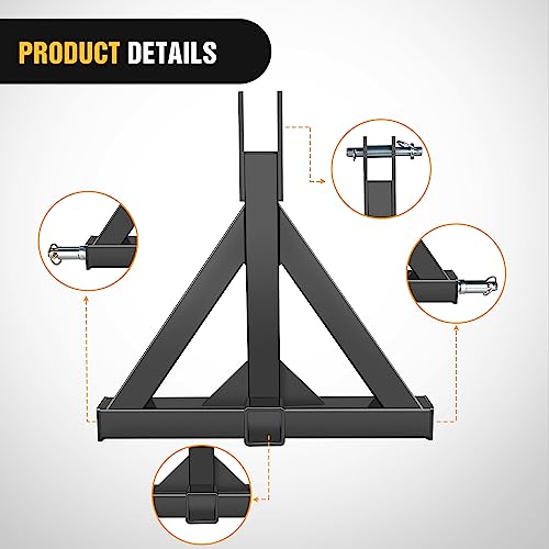 Nilight 3 Point 2" Trailer Hitch Receiver Category 1 Drawbar | Heavy Duty Tractor Drawbar Adapter Compatible with Kubota Bx John Deere Nortrac Kioti Yanmar Cat Black - color: 2" Trailer Hitch Receiver Black