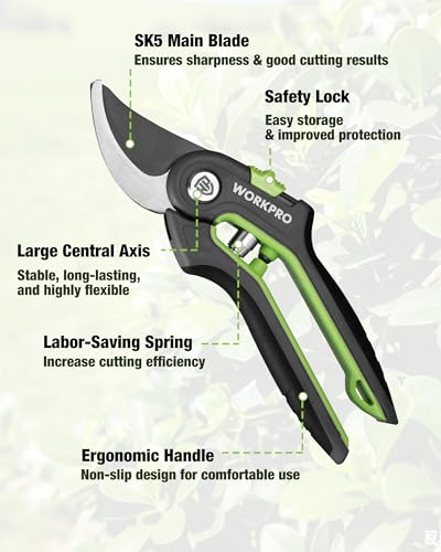 WORKPRO 3-Piece Garden Shears Set, Heavy-Duty Gardening Clippers | Includes 20” Hedge Shear, 24” Anvil Lopper & 8” Pruning Shear, with Sharp Blade, Comfort Grip for Branch, Shrub, and Hedge - size: 3PCS - Garden Shears Set