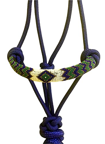 Majestic Ally Padded Beaded Nose Braided Rope Halter with 10' Matching Lead - Full (Royal Blue) - color: Royal Blue