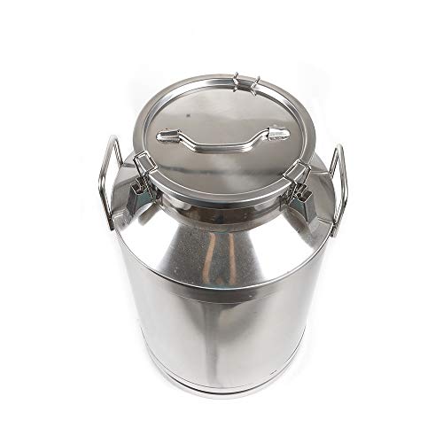 Milk Can Milk Bottle, 20/30/ 40/50/ 60L Stainless Steel Heavy Duty Milk Jug Wine Pail Bucket Square Liquid Container Storage with Embedded Silicone Sealed Lid for Home Restaurant Bar Silver (60L) - size: 60L