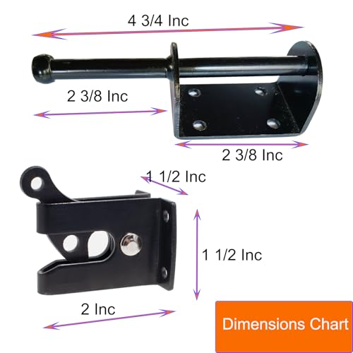 Door Latch - Self-Locking Gate Latch for Outdoor Fence, Black Steel Automatic Gravity Lever Lock with Fasteners, Gate Latch for Wooden Fence, Versatile Gate Latches with Spring &Cable Pull String