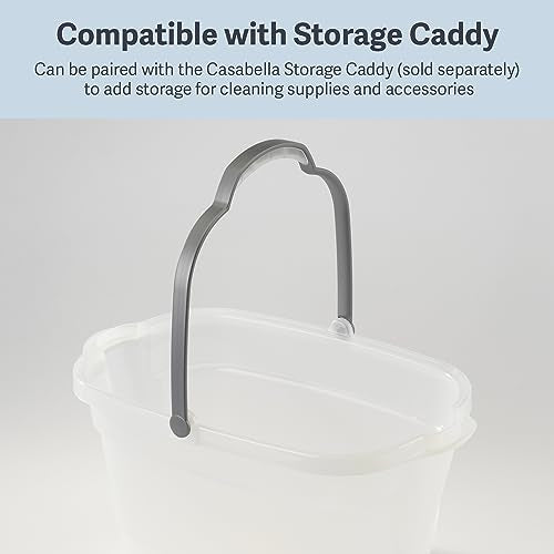 Casabella Cleaning Bucket Rectangular for Mopping or Storage with Handle and Built-In Pour Spouts, 4-Gallon, Clear