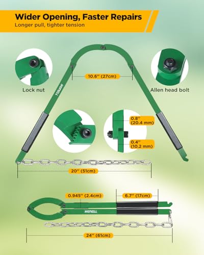 Fence Wire Fixer, Heavy Duty Barbed Wire Stretcher and Tightener | High-Carbon Steel, Serrated Grip, Rubber Sleeve, Fencing Repair Tool for Plain, Barbed and Electric Wire in Farm Ranch Garden