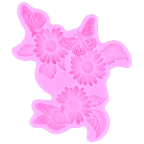 Mujiang Flower Silicone Molds Daisy Rose Butterfly Fondant Mold Set of 4 | Hibiscus Flower Butterfly Chocolate Mold Wedding Birthday Cake Decorating Cupcake Topper Candy Polymer Clay Gum Paste - color: Style J
