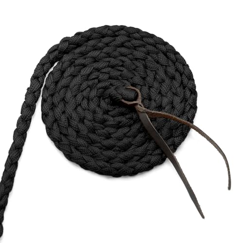 Jeffers Equine Braided Mule Tape Halter with 10' Detachable Lead Rope Set for Horses, 14 to 18 Hands - Stylish Design with Adjustable Poll Strap, Easy to Use Western Tack - Black - color: Black