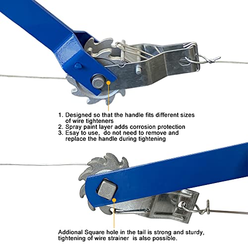 Electric Fence Strainer Handle, Heavy Duty Inline Wire Tensioner Handle Wire Ratchet Tensioner Handle, Universal Fence Tensioner Tool