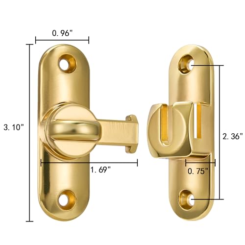 Gold 90/180 Degree Barn Door Latches,Flip Gate Lock | Zinc Alloy Flip Gate Latches,Right Angle Door Lock,for bedroom,garage,sliding door,window,cabinet,drawer,pet enclosures - color: Gold