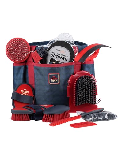 11-Piece Horse Grooming Kit with Waterproof Tote Shadowberry | 10 coordinated horse grooming tools with comfort-grip designs and a spacious waterproof tote for complete horse grooming - color: Shadowberry