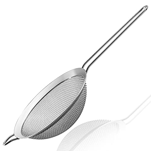 Anaeat Fine Mesh Strainers - Premium Stainless Steel Colander Sieve Sifters, with Durable Mesh and Sturdy Handle, Excellent for Sifting Dry ingredients, Flour, Pastas, Rice, Tea (4.73"） - color: 4.73" Diameter
