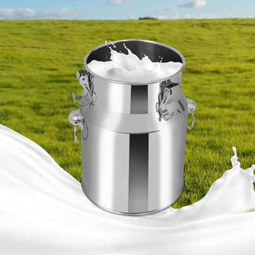 5L/1.32Gal Stainless Steel Milk Can 201 Stainless Steel Milk Jug Sealed Bucket Wine Pail Bucket Milk Can Liquid Storage Container w/Sealed Lid for Milk Wine Water Liquid - size: 5L|without faucet|201