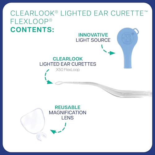 Bionix - ClearLook Lighted FlexLoop Ear Curette Tool, Earwax Removal Tool, Helps Remove Wax Buildup, Comfortable Handle Design, Easy-to-Use, Ideal for Healthcare Providers, Single-Use (50 Count) - color: Clearlook Flexloop