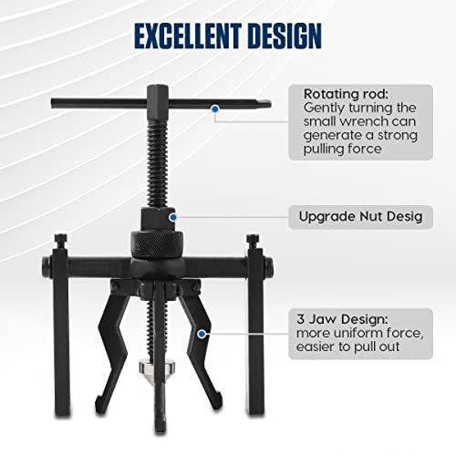 CMTOOL Bearing Puller Tool 3 Jaw Pilot Bearing Removal Tool Kit, Blind Bearing Extractor Small Tool Set, CR-V Steel, Three Jaw Design