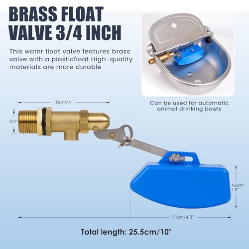 Brass Float Valve for Water Trough Stock Tank,3/4 Inch Automatic Water Level Control Pond Farm Livestock Cattle Goat Horse Livestock Waterer Pool Auto fill Float Valve (3/4" 2PCS) - style: 3/4" 2PCS
