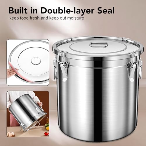 Newget Dog Food Storage Containers, Large Stainless Steel Pet Food Storage Containers 25 lb / 11.5 kg to Keep Fresh, Metal Airtight Cat Food Containers With Scoop and 2 Small Containers - size: 25 lb
